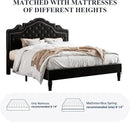 Allewie Full Size Bed Frame with Adjustable Velvet Tiara Headboard, Upholstered Diamond Button Tufted Platform Bed, Wood Slats Support, No Box Spring Needed, Black by CozyNest Decor