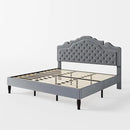 Allewie King Size Bed Frame with Adjustable Velvet Tiara Headboard, Upholstered Diamond Button Tufted Platform Bed, Wood Slats Support, No Box Spring Needed, Light Grey by CozyNest Decor