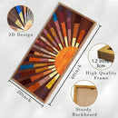 IARTTOP Extra Large Boho Sun Wood Wall Art for Living Room Wooden 3D Framed Abstract Sun Rising on the Horizon Geometric Wall Decor Mid century Sunshine Artwork Home Bedroom Office20 * 40 Inch by CozyNest Decor