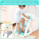 Gimars Upgrade Ultra-Stable 2 In 1 Multifunctional Toddler Potty Seat For Toilet with Setp Stool, Potty Traning Toilet For Boys Girls With Widened Ladder,Comfortable Safe Potty Seat With Handrail,Aqua by TinyTreasures Baby Boutique