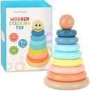 Play Platoon Wooden Rainbow Stacking Toy Ring Stacker, Educational Interactive Learning Toys, Create Stacks of Circles for Kids, Babies, Toddlers and Children by TinyTreasures Baby Boutique