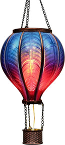 TERESA'S COLLECTIONS Hot Air Balloon Solar Lantern for Garden Decor Halloween Christmas Party,Flickering Flame Hanging Solar Light for Outdoor ,Blue & Purple Plastic Lamp for Yard Tree,Gift for Mom by GreenHaven Gardens
