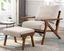 Mid Century Modern Accent Chair with Ottoman, Farmhouse Linen Upholstered Living Room Armchair and Ottoman Set, 23" Seat Wide Retro Leisure Lounge Chair with Wood Frame for Home, Bedroom, Beige by CozyNest Decor