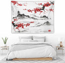 Cherry Blossoms Tapestry, Japanese Fuji Mountain Tapestry, Asian Japanese Wall Tapestry, Nature Landscape Tapestries for Bedroom Living Room Decor 80"x60" by CozyNest Decor