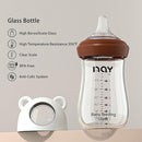 Natural Glass Baby Bottle for Breastfeeding Babies, 8oz Anti-Colic Baby Bottle with Natural Response Nipple(M), Clear, Wide Neck, 2 Pack, 3 Months+ by TinyTreasures Baby Boutique