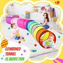 Kids Play Tunnel Tent for Toddler, 2 Pack 6-ft Pop Up Crawl Tunnel Toy for Baby Children or Dog Cat, Collapsible Gift for Boy and Girl Play Tunnel Indoor Outdoor Game (Rainbow Tunnel+Pink Tunnel) by TinyTreasures Baby Boutique