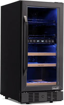 Newair 15" Wine and Beverage Refrigerator 9 Bottle and 48 Can Capacity, Beverage Cooler in Stainless Steel, Built-in or Freestanding Dual Zone Drink Fridge with Triple-Pane Glass Door by CozyNest Decor