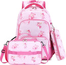 mygreen 3PCS Kids Backpack Set - Waterproof Bookbag with Lunch Box for Girls Ages 3-12, Adorable Cartoon Prints for School & Outdoor Use Pink Fairy Elf by TinyTreasures Baby Boutique