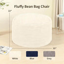 Memory Foam Bean Bag Chair for Adults/Teens, Bean Bag Sofa with Fluffy Removable Cover, for Living Room Bedroom, 3FT White by CozyNest Decor