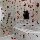 Halloween Bloody Handprint Footprint Window Stickers Wall Stickers for Halloween Party Decorations Inside Outside Decor Come with Plastic Scraper Tools