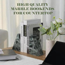 Marble Bookends for Heavy Books, Decorative Bookends for Shelves, Green Stone Book Ends, Heavy-Duty Book Ends for Hardback Book & Cookbooks, Unique Book Stopper & Holder, Set of 2 by CozyNest Decor