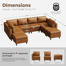 118.5" Faux Leather Modular Sectional Sofa, Modern Large 8 Seater U Shaped Couch with Storage Seat with Reversible Chaise Deep Seat for Living Room DIY Combination - Brown by CozyNest Decor