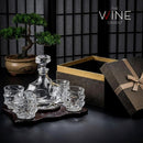Wine and Whiskey Mountain Decanter, 4 Glasses and Wood Tray 750 ML by The Wine Savant
