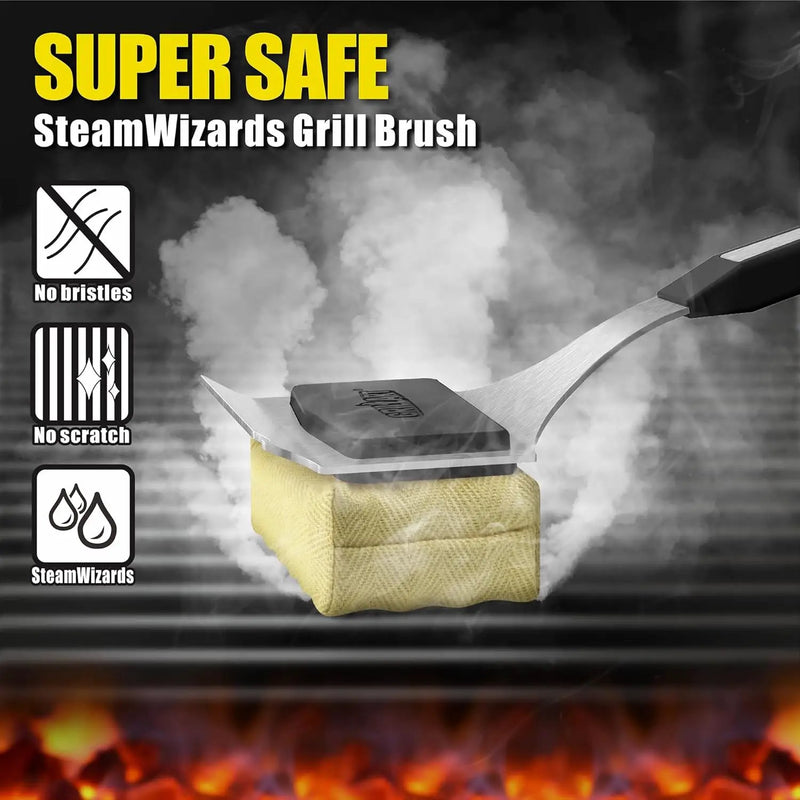 GRILLART Grill Brush Bristle Free. Upgraded BBQ Replaceable Cleaning Head, Seamless-Fitting Scraper Tools for Cast Iron/Stainless-Steel Grates Griddle, Safe Barbecue Grill Cleaner-Black, photo 2 of 6