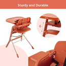 Unilove Grow with Me 2-in-1 Baby High Chair – Adjustable Toddler Chair with Baby Set, Removable Harness, One-Hand Seat & Footrest Adjustment, for Ages 6-60 Months - Pumkin Orange by TinyTreasures Baby Boutique