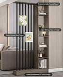 Wall Room Divider, Storage Cabinet Storage Display with Shelves, Modern Freestanding Wood Room Divider Screen, Wall Privacy Screens for Home Decorative (Grey Oak+Black,39.5" L x 9.5" W x 79.5" H) by CozyNest Decor