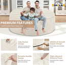 6FT Bean Bag Chair, Large Bean Bag Chairs with Memory Foam Filled, Fluffy Beanbag Sofa with Dutch Velvet Cover, Round BeanBag Chairs for Living Room, Playroom- Beige by TinyTreasures Baby Boutique