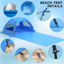 Beach Tent Sun Shelter with Extended Sand Mat 114×82inch，UPF 50+ Protection, 3 Double-Layer Windows for Enhanced Privacy; Portable Beach Shade, 3-4 People. Windproof and Waterproof by TinyTreasures Baby Boutique