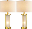 RORIA Modern Table Lamps for Living Room Set of 2, Farmhouse Bedroom Lamps for Nightstands with Dual USB Ports, Gold Bedside Lamps with White Frosted Glass Nightlight, 4 Bulbs Includes (Gold) by CozyNest Decor
