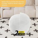 MeMoreCool Round Stuffed Pouf Ottoman Foot Rest, Floor Pouf Foot Stool with Soft Foam Chunk Filling, Small Round Ottoman Footstool Circle Footrest for Living Room, Off-White by CozyNest Decor