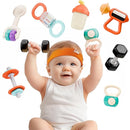 iPlay, iLearn Baby First Gym Rattle Set, Infant Dumbbell Weights Teething Rattles 3-6-12 Month, Newborn Workout Sensory Stroller Toy, Babies Birthday Shower Gift 5 7 8 9 10 Month Toddler Boy Girl-7PCS by TinyTreasures Baby Boutique