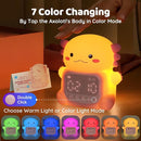 Axolotl Alarm Clock with Night Light for Kids, Rechargeable Silicone Lamp Time to Wake Clock，Cute Animal Tabletop Lamp, Perfect Sleep Companion for Boys Girls by TinyTreasures Baby Boutique