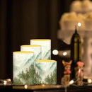 LED Flameless Candles Set Battery Operated Candles Pack of 4 with Remote Control Timer Dancing Flame Pillar Candles for Indoor Home Desktop Decoration, Mountain Tree Green by GreenHaven Gardens