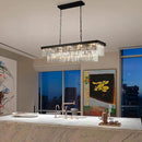 Crystal Chandeliers for Dining Room Light Fixtures Over Table，15-Lights Black Modern Rectangle Chandeliers for Kitchen Island Bar L40 Inch by CozyNest Decor