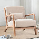INZOY Mid Century Modern Accent Chair with Wood Frame, Upholstered Living Room Chairs with Waist Cushion, Reading Armchair for Bedroom Sunroom (Beige) by CozyNest Decor