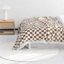 LOMAO Throw Blankets Flannel Blanket with Checkerboard Grid Pattern Soft Throw Blanket for Couch, Bed, Sofa Luxurious Warm and Cozy for All Seasons (Khaki, 90"x90") by CozyNest Decor