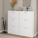 Shoe Storage Cabinet Set of 2 with 3 Flip Drawers, Narrow Shoe Cabinet Freestanding Slim Shoe Storage Organizer for Entryway, Hallway, Entrance, Bedroom, Living Room, White by CozyNest Decor