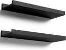 Floating Shelves Wall Mounted Set of 2, Modern Black Wall Shelves for Storage with Lip, Display Picture Ledge Shelf for Wall Decor Bedroom Living Room Bathroom Kitchen by TinyTreasures Baby Boutique