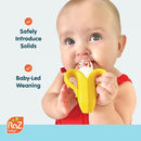 RaZbaby Fruitique Fruit Feeder One-Piece Baby – Larger Opening for Refilling & Fits More Fresh/Frozen Fruit for Teething Relief, Easy to Hold, Safer Design, BPA-Free, Dishwasher Safe - Banana by TinyTreasures Baby Boutique