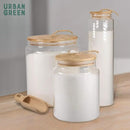 Urban Green Glass Jars with Airtight Lids, Airtight Glass Canisters with Locking Lids, (Bamboo-1Gal) by CozyNest Decor