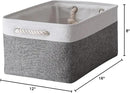 TheWarmHome Organization and Storage Basket for Organizing- 16x12x8 inch 1 Pack Fabric Storage Cubes, Collapsible Storage Bins for Shelves Organizer Gift Closet Cloth Toy (White & Grey) by CozyNest Decor