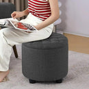 Furniliving 18.7inch Storage Round Ottoman, Footstools with Hidden Storage with Removable Lid, Stylish Button Tufted Design Ottoman Foot Stools for Living Room, Bedroom，Darkgrey by CozyNest Decor