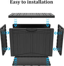 50 Gallon Plus Outdoor Storage Box, Waterproof Resin Deck Box for Patio, Pool, and Garden, Lockable Bin for Cushions, Tools, and Accessories, UV-Resistant, Black by GreenHaven Gardens