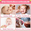 Infant Grooming Essentials: Electric Safety Nail Trimmer, Nasal Aspirator, Hair Brush, Comb, Nail Clipper (27 Piece Safety Care Set for Newborns - Pink) by TinyTreasures Baby Boutique
