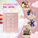 Jewelry Box for Girls, Musical Jewelry Box with Spinning Dancer Gifts for Little Girls Christmas New Year Birthday Children's Day, 5 Layer Large Wooden Kids Music Jewelry Organizer Box(Pink) by TinyTreasures Baby Boutique