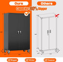 Aobabo Extra Large Cabinet on Wheels, Metal Storage Cabinet with Pegboards, Steel 2 Handles Locking Doors and Adjustable Shelves, for Garage Office, Black, 43.3''W x 21.6''D x 72''H, Assembly Required by GreenHaven Gardens