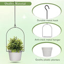 Hushee 6 Packs Metal Hanging Planters for Outdoor Indoor Plants Plant Hanger with 6.3'' Plastic Pots Hanging Planter Basket for Garden Home Porch Decor (White) by GreenHaven Gardens