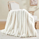 BEDELITE Faux Fur Throw Blanket for Couch, Soft and Cozy Luxurious 3D Striped Fluffy Blanket, 770GSM Thick Warm Plush Fuzzy Faux Rabbit Fur Blanket for Women Gift (Cream, 60"x 80") by CozyNest Decor