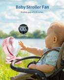 SWEETFULL Portable Clip on Fan - Battery Operated Stroller Fan, 4000mAh Small Rechargeable Fans with LED Display, 4 Speeds, Mini Personal Cooling Desk Cooler for Golf Cart Travel Camping Gym (Pink) by TinyTreasures Baby Boutique