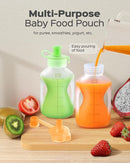 Silicone Reusable Baby Food Pouches with Straws, 8 Pack Leakproof Refillable Squeeze Pouches, Dishwasher, Freezer, Microwave Safe, 5OZ Baby Food Storage for Homemade Puree, Yogurt by TinyTreasures Baby Boutique