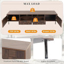 Modern TV Stand for TVs up to 85", Mid-Century Media Console with Checkered Cabinet Doors, Storage Drawers & Open Shelves, Wood Entertainment Center with Metal Legs by CozyNest Decor