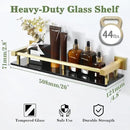 Alise Bathroom Glass Shelf with Stainless Steel Railing, Gold Small Tempered Glass Floating Wall Shelf Over The Toilet, 16 inch by CozyNest Decor