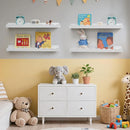 Scalloped Baby Book Shelf,Floating Shelves for Wall Set of 4 Solid Pine Wood Nursery Bookshelves with Wave Lip for Bedroom Kids, Toddler Room, Baby Room, Nursery Decor(White,60cm) by TinyTreasures Baby Boutique