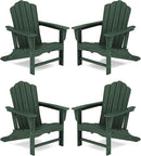 KINGYES HDPE Adirondack Chair Set of 4, Classic All-Weather Adirondack Chair, Green by GreenHaven Gardens