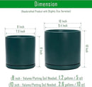 D'vine Dev 8 Inch & 10 Inch Ceramic Planter Pot for Plants with Drainage Hole and Saucer, Large Plant Pots Set, Teal, 94-G-L-9 by GreenHaven Gardens