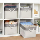 Organization and Storage Basket for Organizing - Large 4 Pack 16x12x8 inch Fabric Storage Cube Collapsible Baskets for Shelves, Storage Bins for Cloth Books (Grey & White) by CozyNest Decor